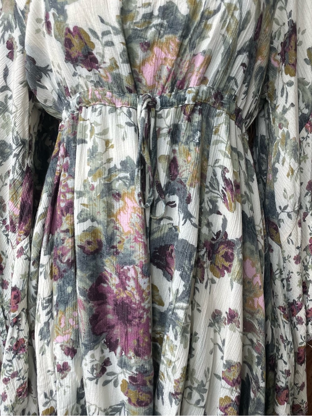 Free People Boho Tiered Flowey Peasant Festival Floral Flare Sleeve mini Dress - Picture 7 of 10